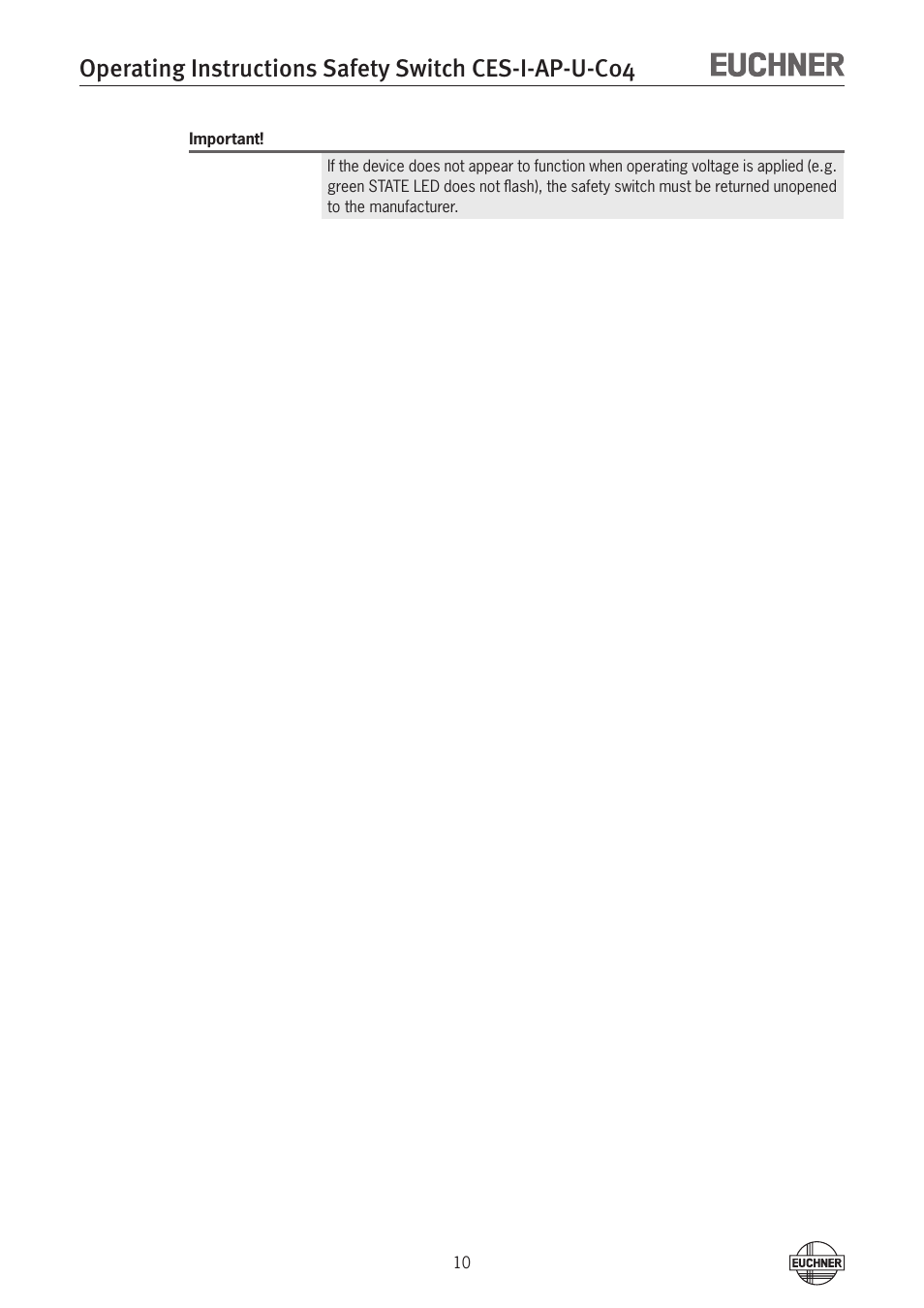 EUCHNER CES-I-AP-U-C04 (Unicode) User Manual | Page 10 / 28