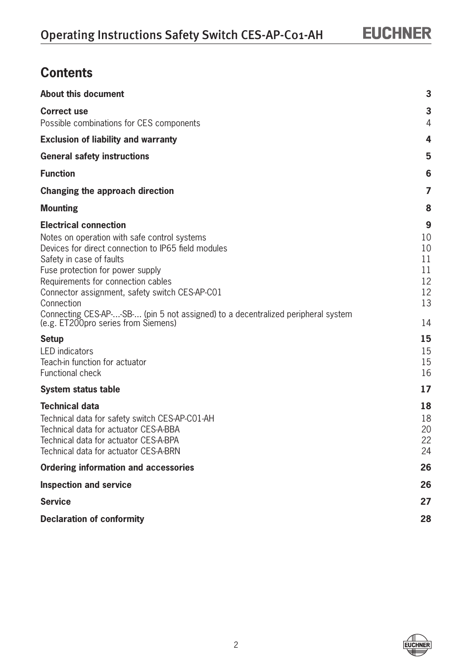 EUCHNER CES-AP-C01-AH (Unicode) User Manual | Page 2 / 30