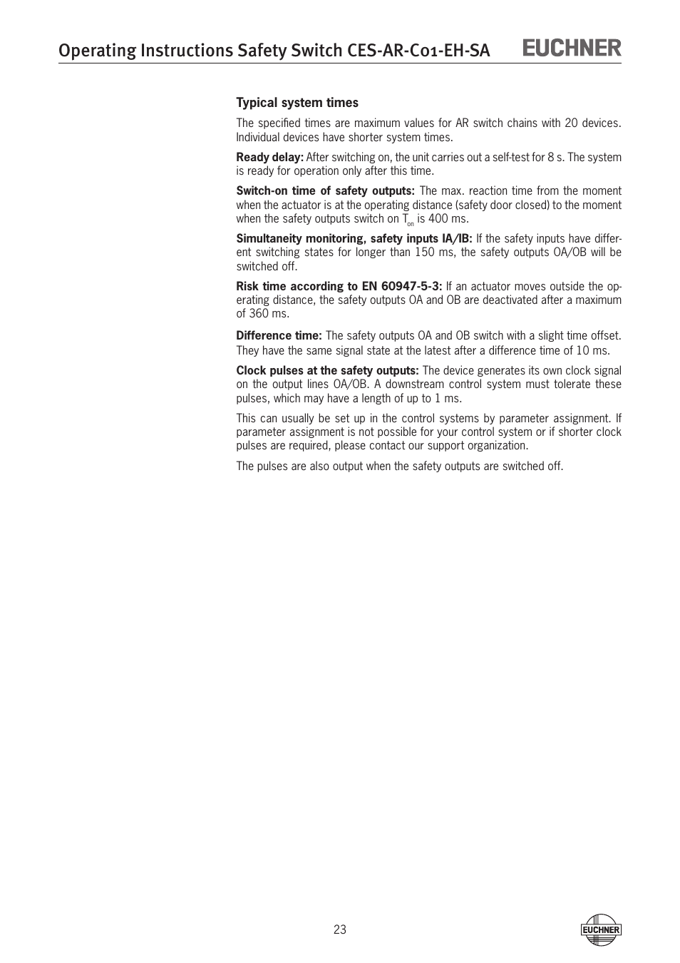 EUCHNER CES-AR-C01-EH-SA (Fixcode) User Manual | Page 23 / 32