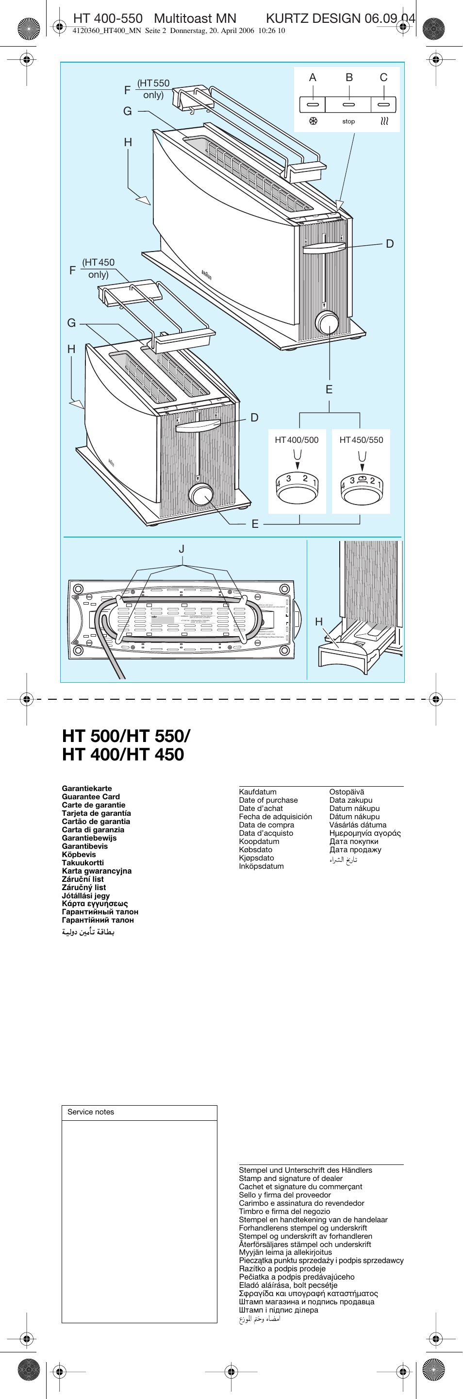 Gh h, Ab c | Braun MultiToast HT 500 User Manual | Page 2 / 20