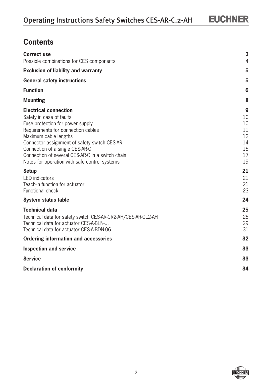 EUCHNER CES-AR-CL2-AH (Unicode) User Manual | Page 2 / 36