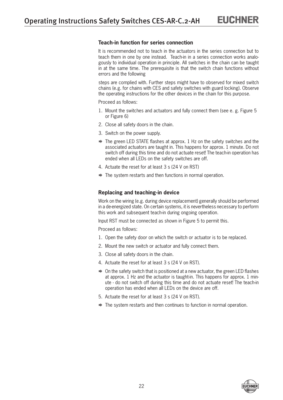 EUCHNER CES-AR-CL2-AH (Unicode) User Manual | Page 22 / 36