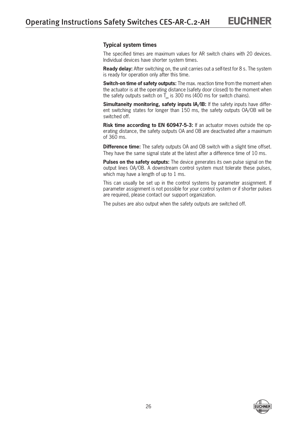 EUCHNER CES-AR-CL2-AH (Unicode) User Manual | Page 26 / 36