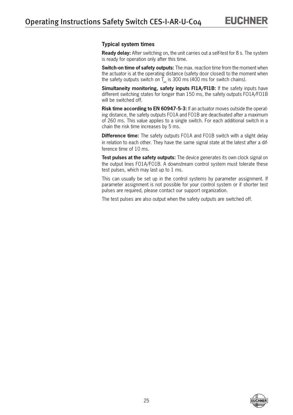 EUCHNER CES-I-AR-U-C04 (Unicode) User Manual | Page 25 / 36