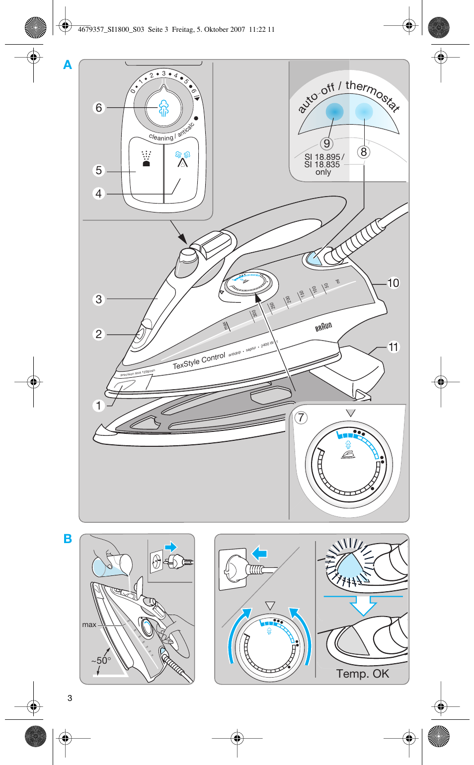 78 herm os ta t 9 au to -of f / t, Temp. ok | Braun 4690 User Manual | Page 3 / 70