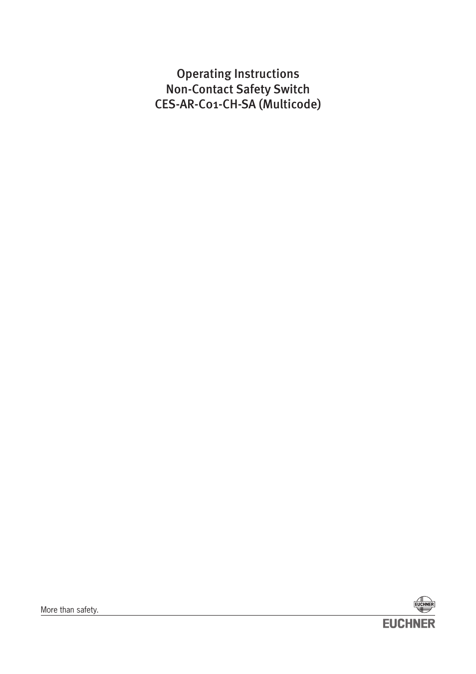 EUCHNER CES-AR-C01-CH-SA (Multicode) User Manual | 36 pages