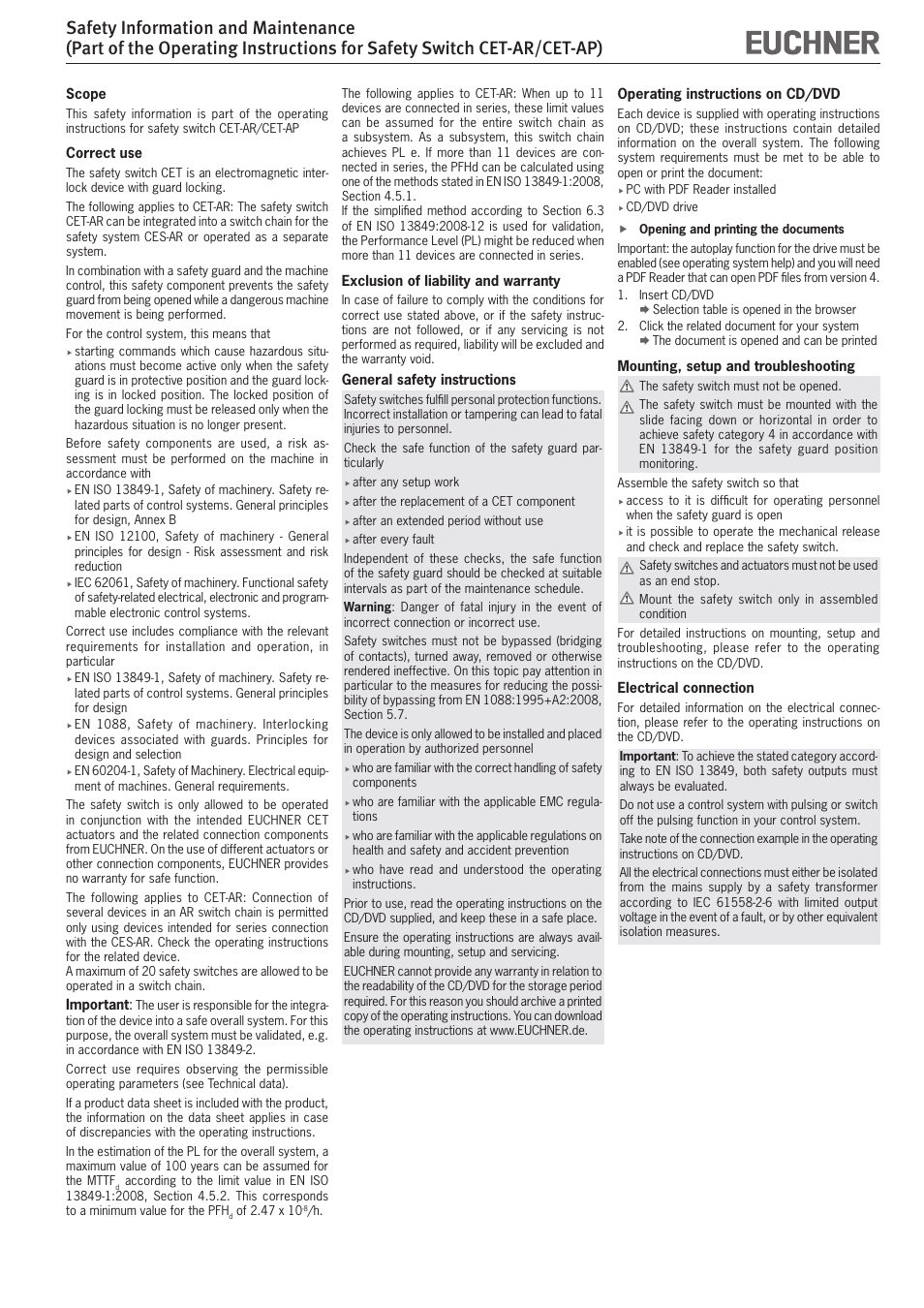 EUCHNER CET-AP User Manual | Page 3 / 10