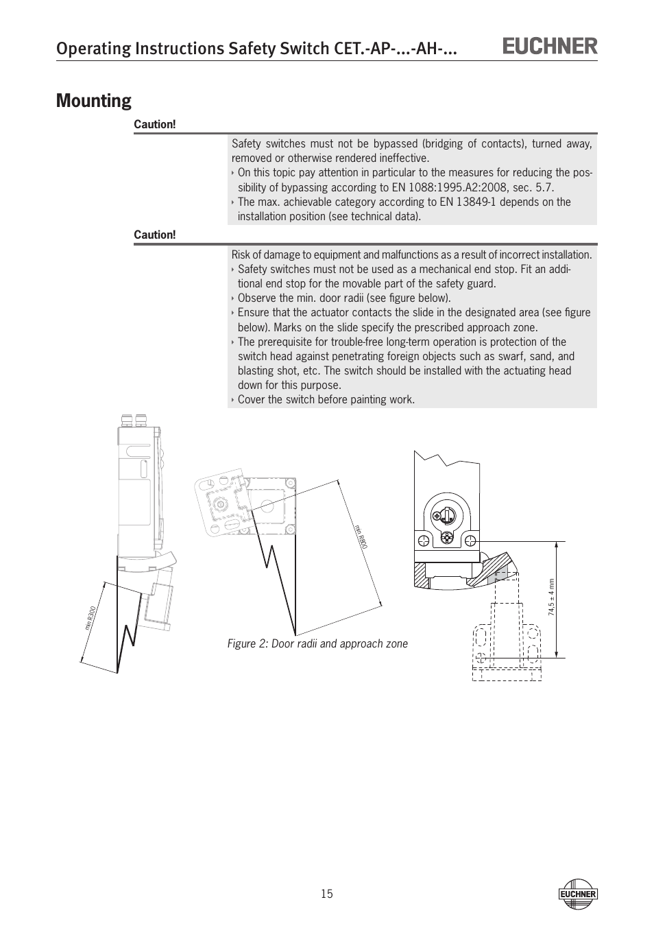Mounting | EUCHNER CETx-AP-xxx-AH-xxx (Unicode) User Manual | Page 15 / 38