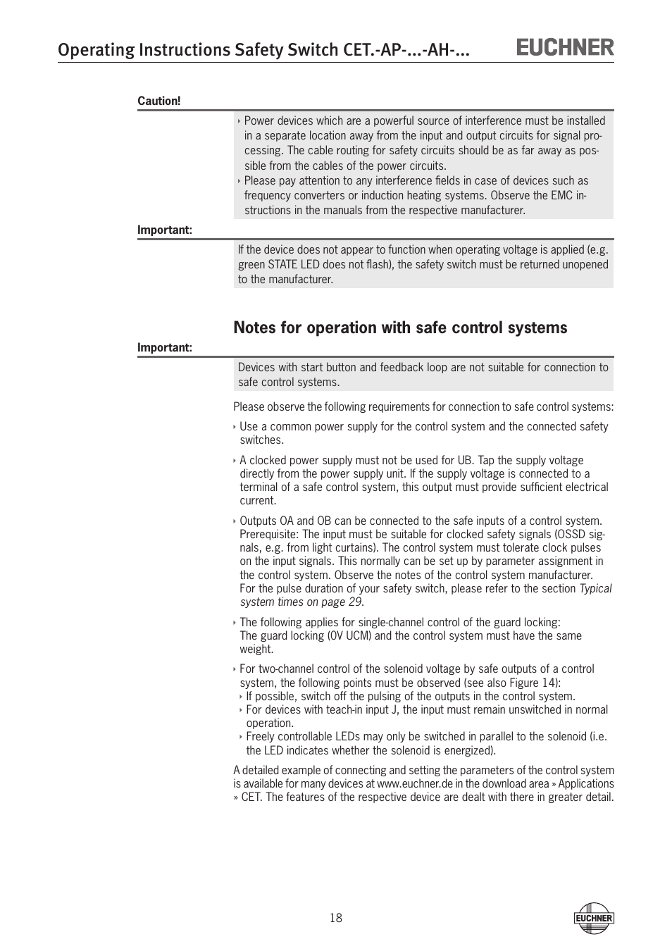 EUCHNER CETx-AP-xxx-AH-xxx (Unicode) User Manual | Page 18 / 38