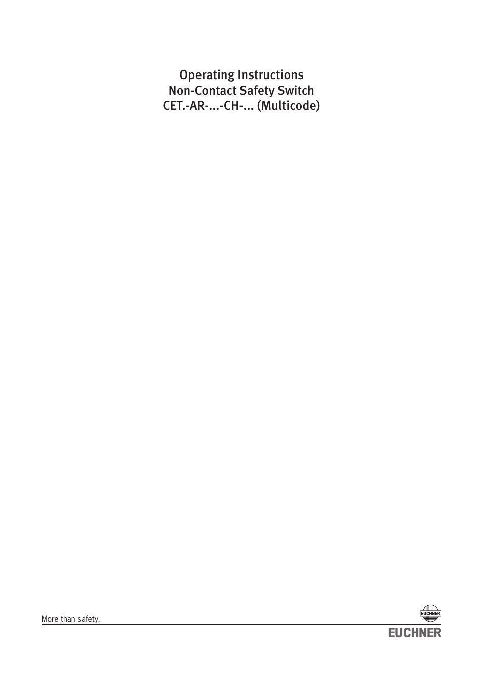 EUCHNER CETx-AR-xxx-CH-xxx (Multicode) User Manual | 50 pages