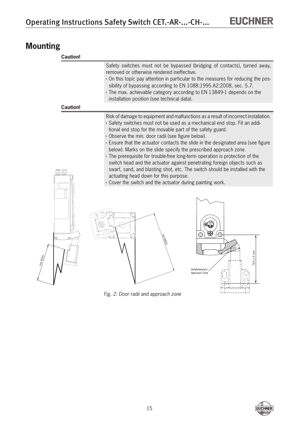 Mounting | EUCHNER CETx-AR-xxx-CH-xxx (Multicode) User Manual | Page 15 / 50