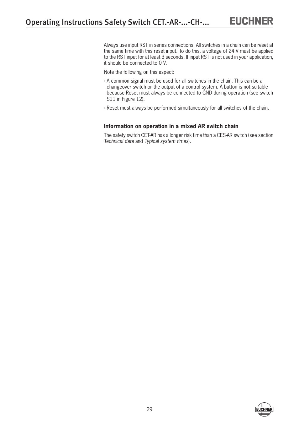 EUCHNER CETx-AR-xxx-CH-xxx (Multicode) User Manual | Page 29 / 50