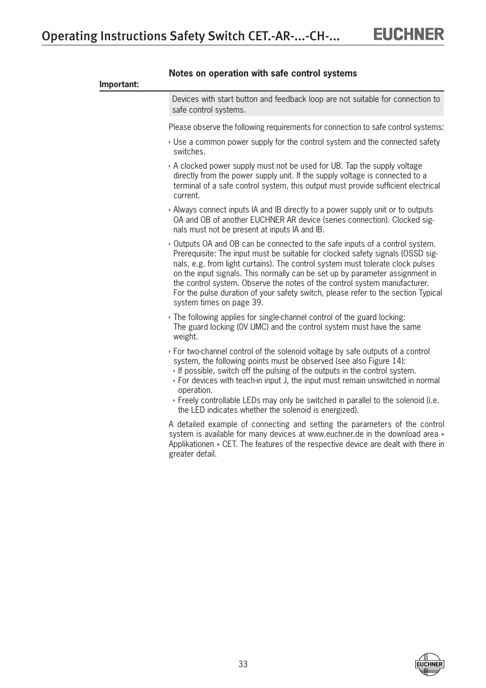 EUCHNER CETx-AR-xxx-CH-xxx (Multicode) User Manual | Page 33 / 50