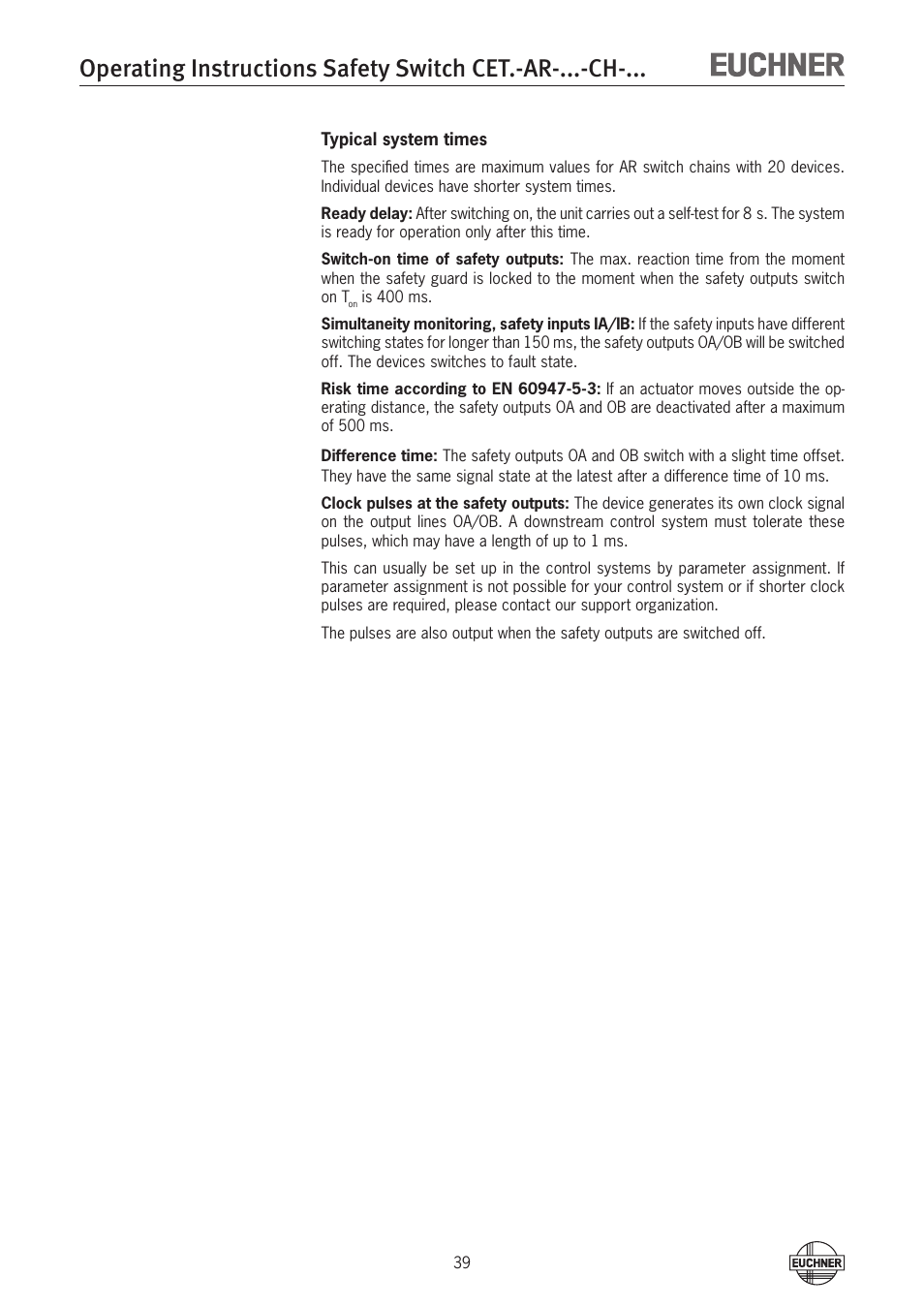 EUCHNER CETx-AR-xxx-CH-xxx (Multicode) User Manual | Page 39 / 50