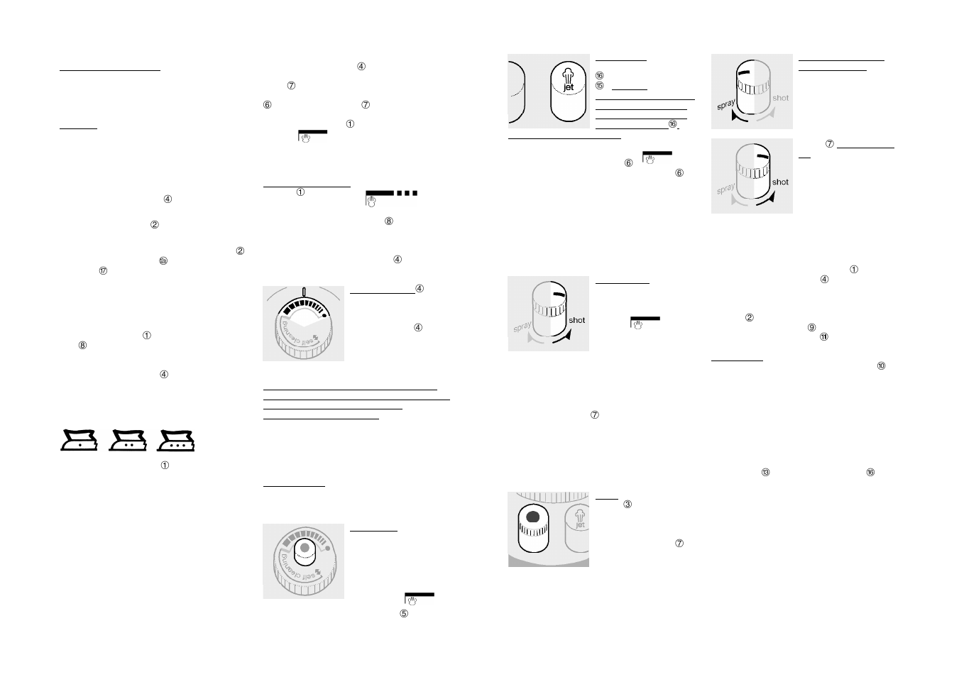 Praktical guidelines, To fill iron, Selecting the temperature | Spray, shot of steam, jet of steam, Dry ironing, Steam ironing, Storage, Maintenance and cleaning | Braun PV 2202 User Manual | Page 3 / 5