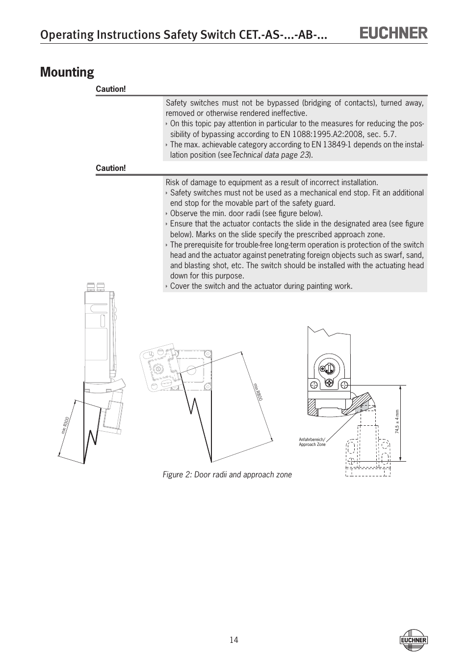 Mounting, Mounting 14 | EUCHNER CETx-AS-xxx-AB-xxx (Unicode) User Manual | Page 14 / 32
