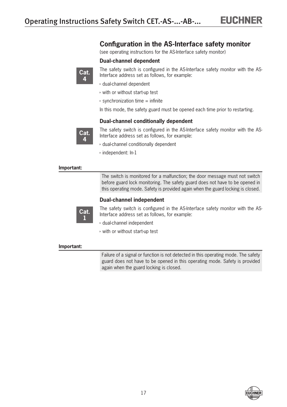Configuration in the as-interface safety monitor | EUCHNER CETx-AS-xxx-AB-xxx (Unicode) User Manual | Page 17 / 32