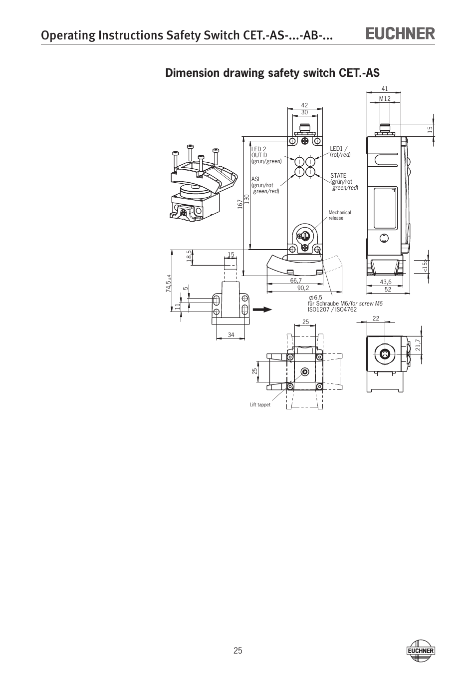 Dimension drawing safety switch cet.-as | EUCHNER CETx-AS-xxx-AB-xxx (Unicode) User Manual | Page 25 / 32