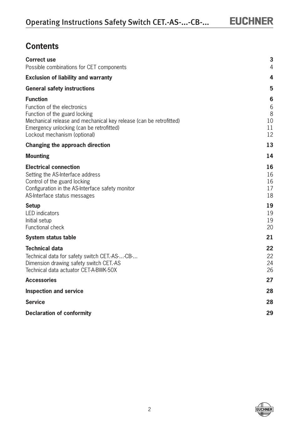 EUCHNER CETx-AS-xxx-CB-xxx (Multicode) User Manual | Page 2 / 30