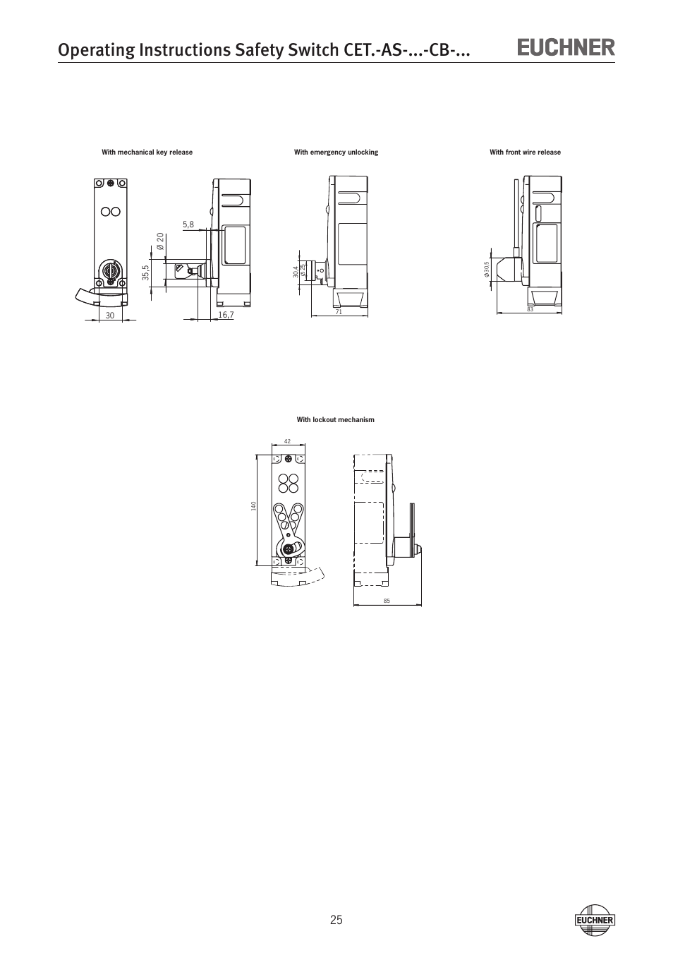 EUCHNER CETx-AS-xxx-CB-xxx (Multicode) User Manual | Page 25 / 30