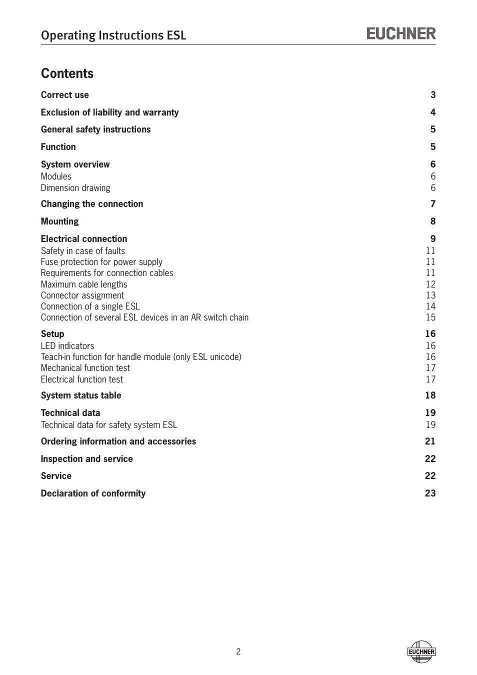 EUCHNER ESL-IH-AR User Manual | Page 2 / 24