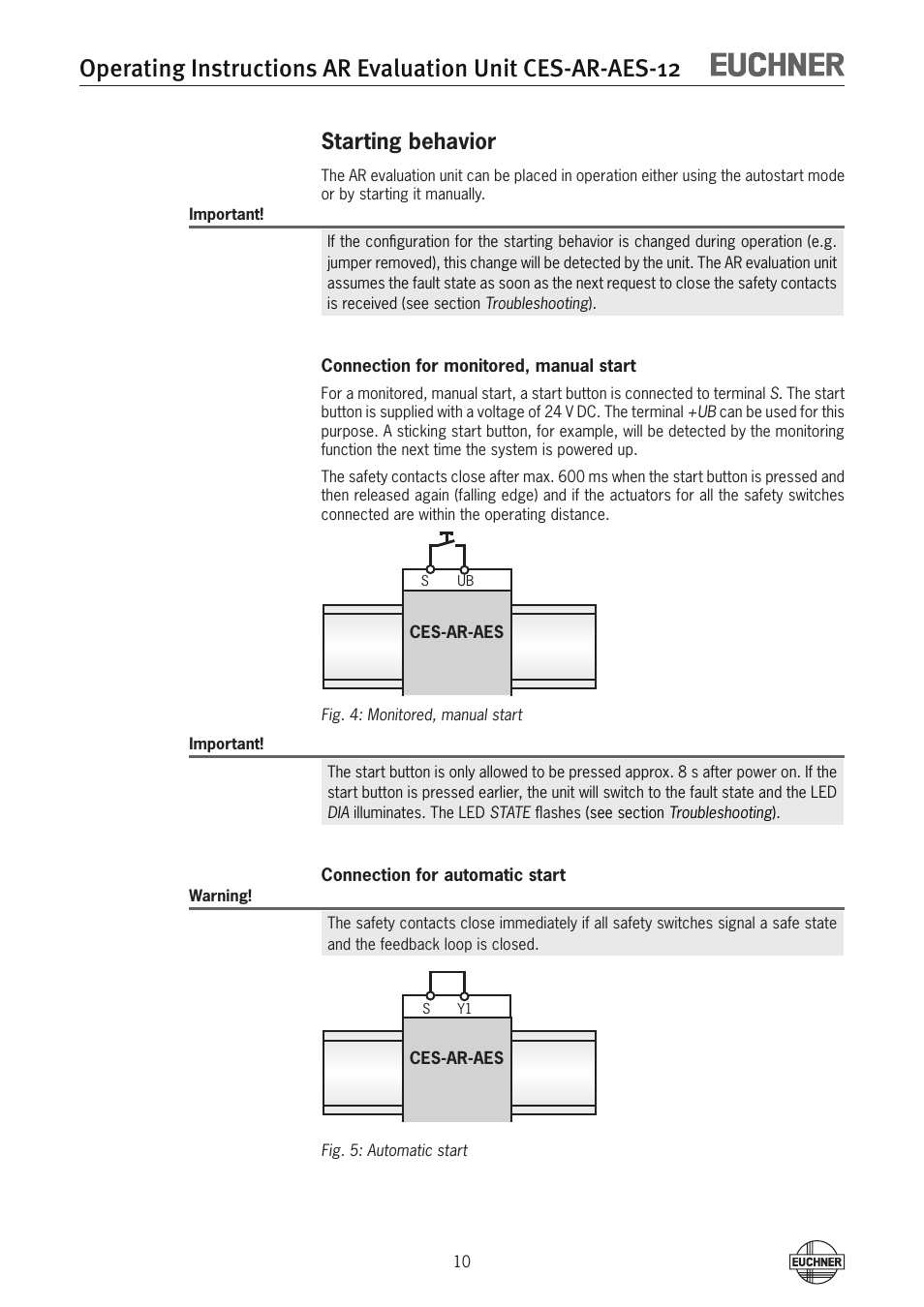 Starting behavior | EUCHNER CES-AR-AES-12 User Manual | Page 10 / 24