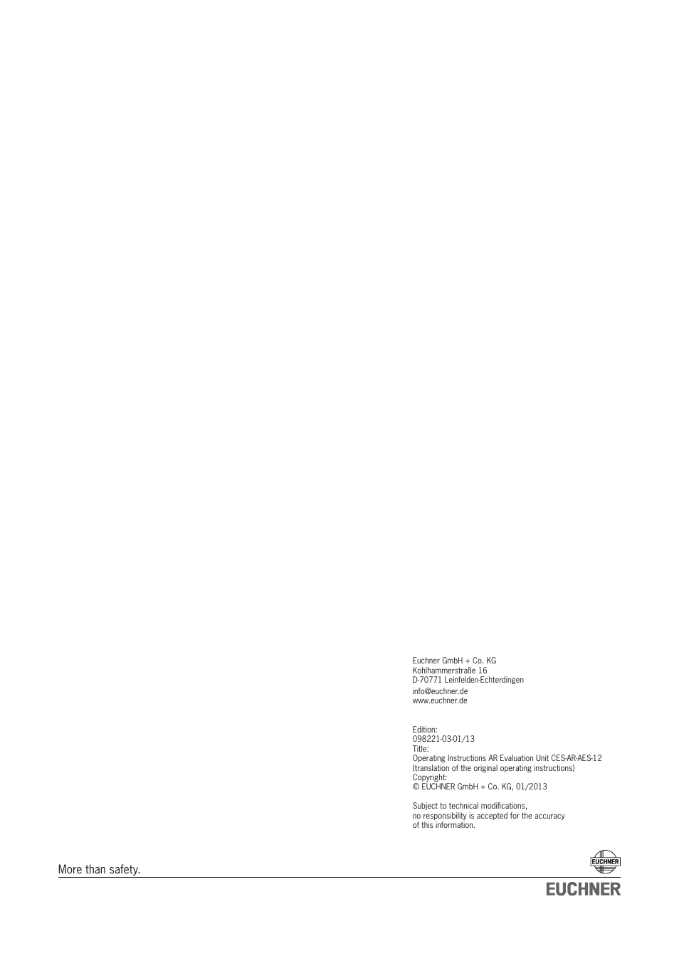 More than safety | EUCHNER CES-AR-AES-12 User Manual | Page 24 / 24