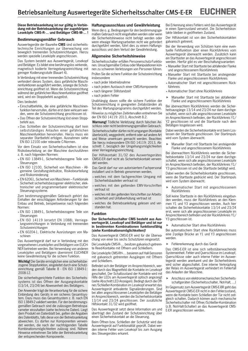 EUCHNER CMS-E-ER User Manual | 16 pages