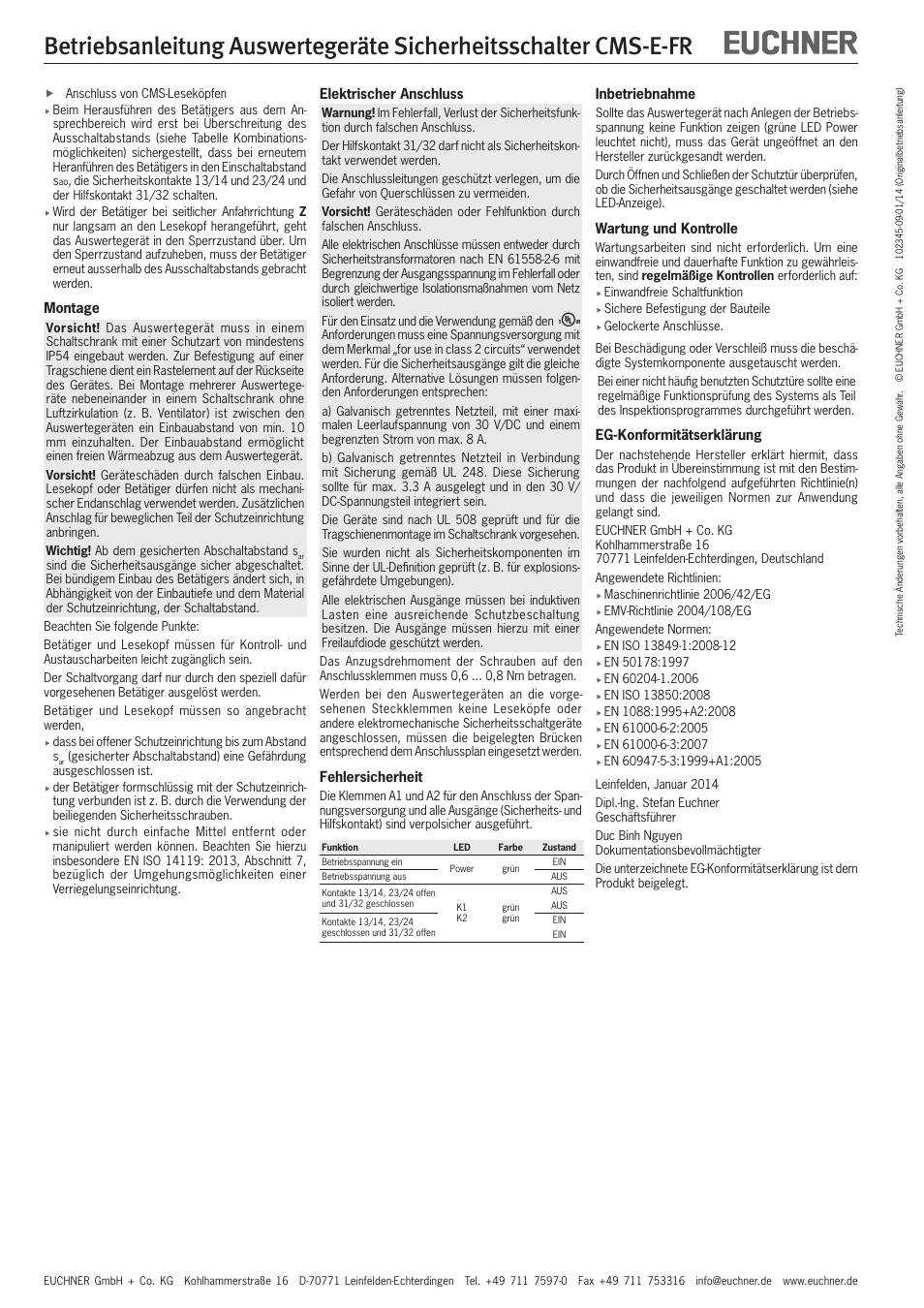 EUCHNER CMS-E-FR User Manual | Page 2 / 16