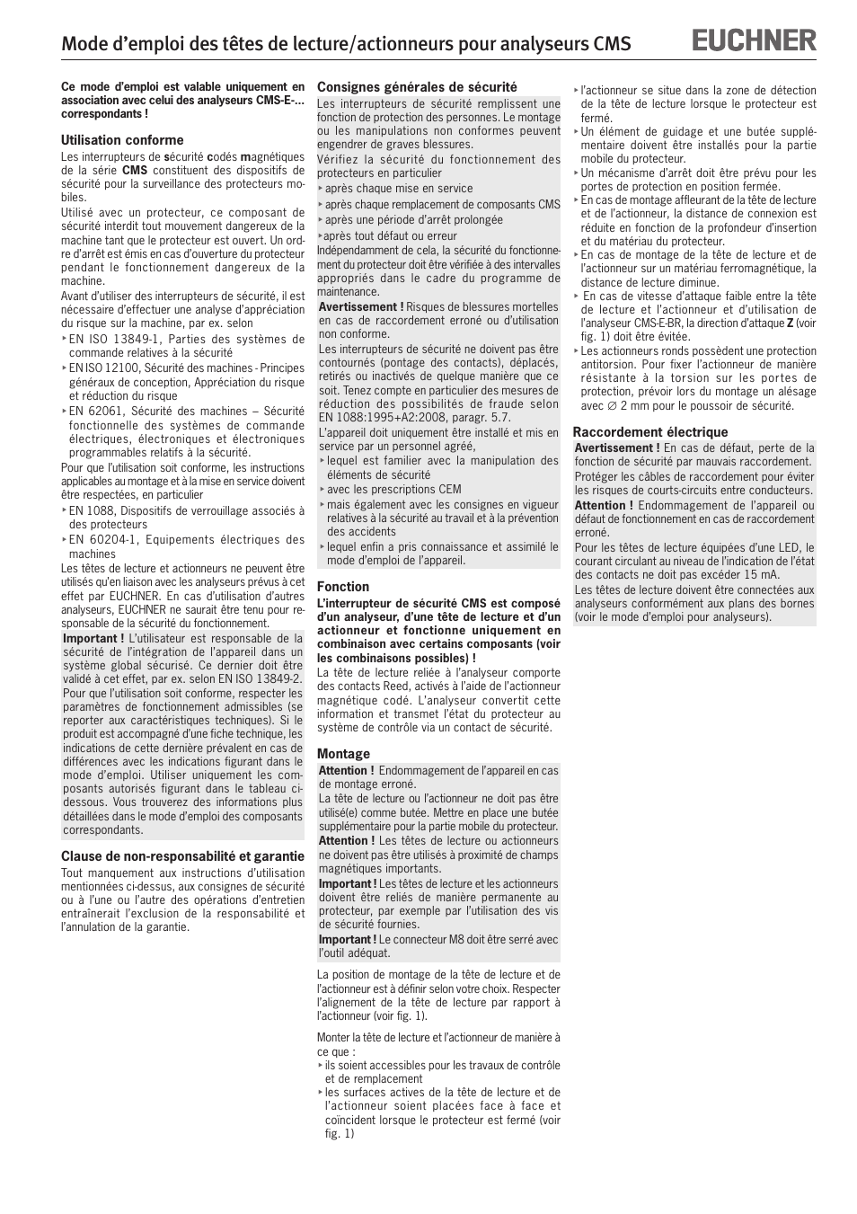 EUCHNER CMS(07/11) User Manual | Page 7 / 12