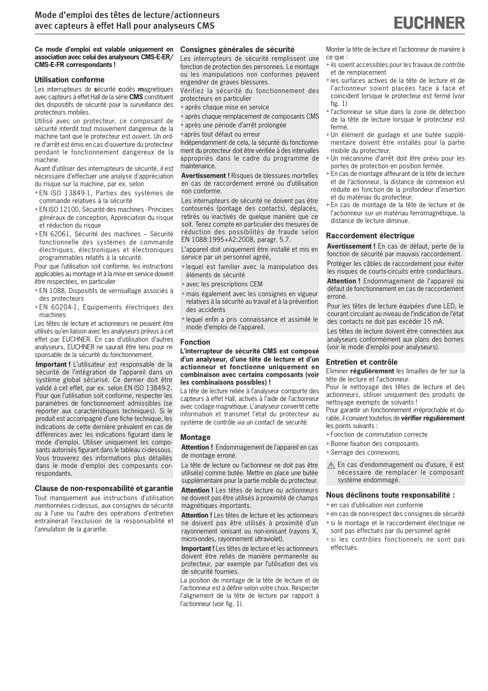 EUCHNER CMS(06/12) User Manual | Page 5 / 8
