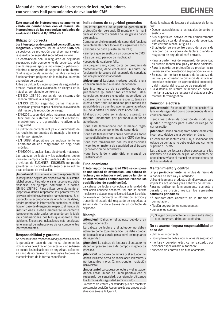 EUCHNER CMS(06/12) User Manual | Page 7 / 8