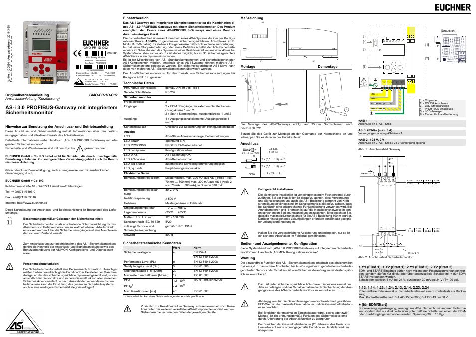 EUCHNER GMO-PR-1D-C02 User Manual | 8 pages