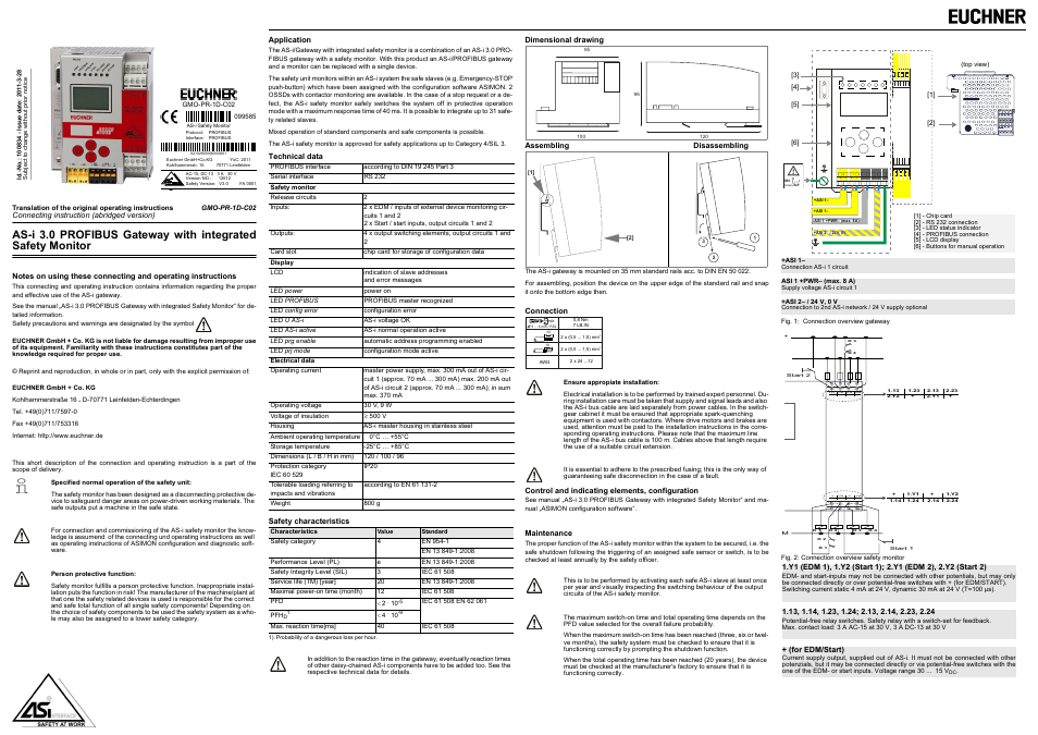 EUCHNER GMO-PR-1D-C02 User Manual | Page 3 / 8