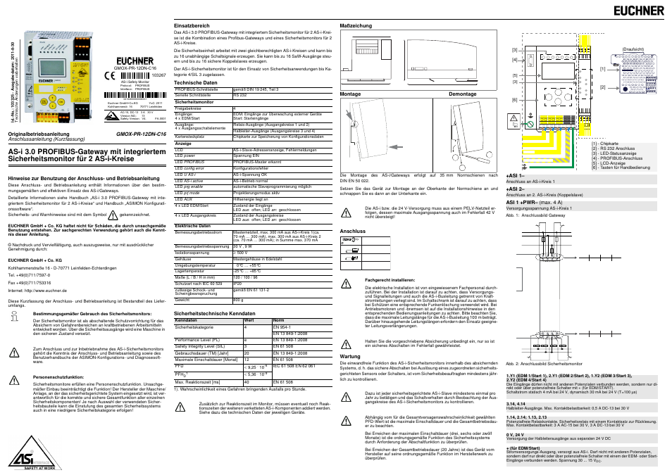 EUCHNER GMOX-PR-12DN-C16 User Manual | 8 pages