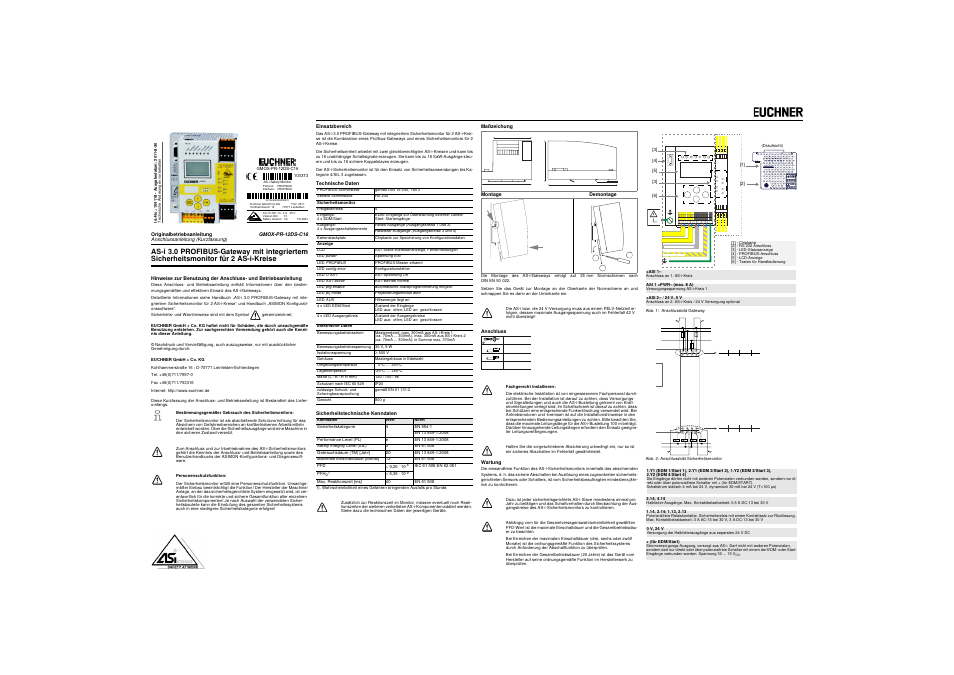 EUCHNER GMOX-PR-12DS-C16 User Manual | 8 pages