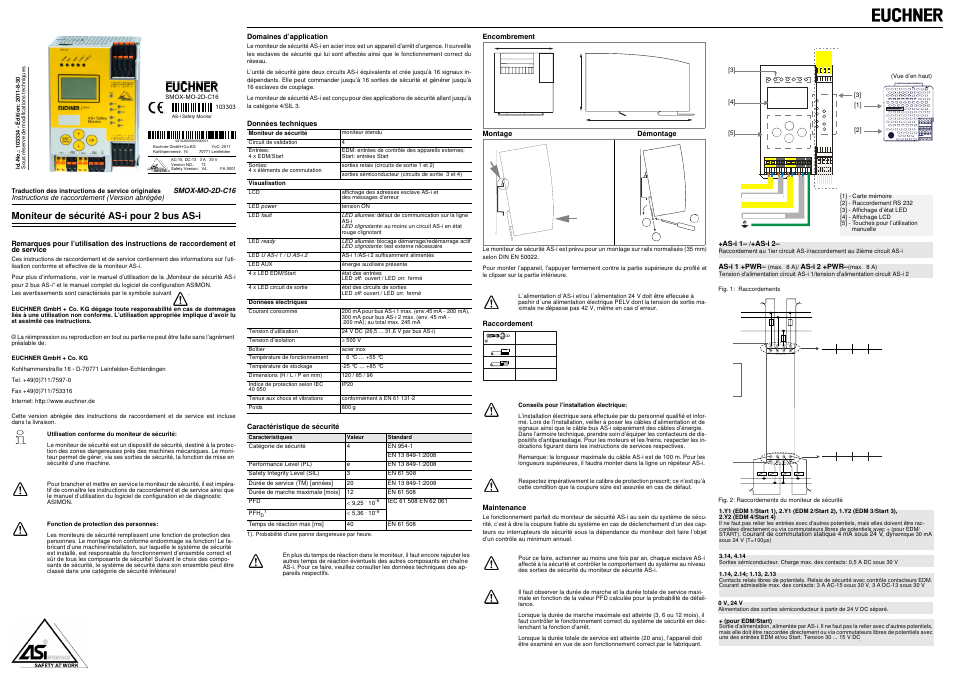 Moniteur de sécurité as-i pour 2 bus as-i | EUCHNER SMOX-MO-2D-C16 User Manual | Page 5 / 8