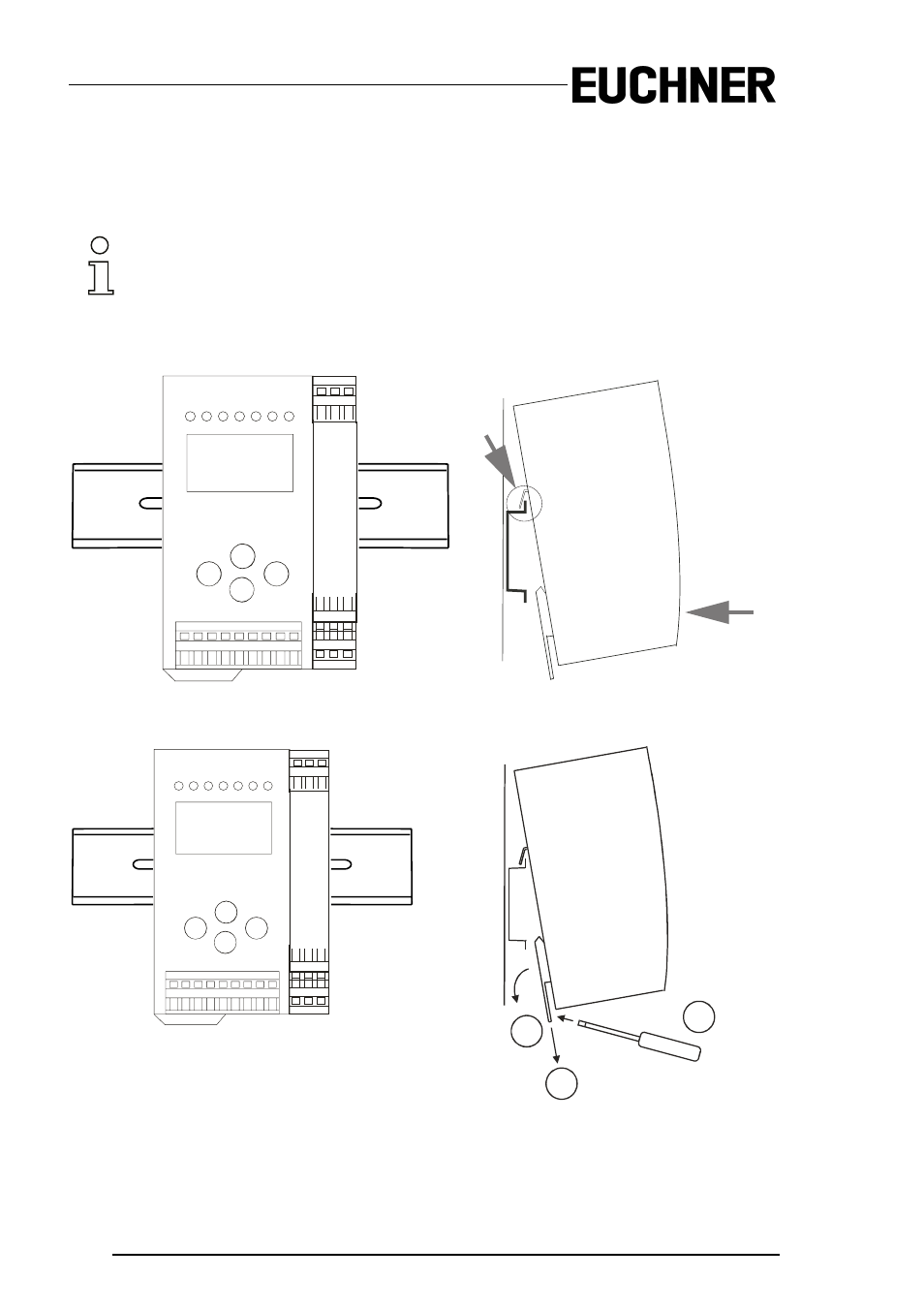 3 installing in the control cabinet, 4 removing, Installing in the control cabinet | Removing, As-i safety monitor for 2 as-i circuits | EUCHNER AS-i Safety Monitor for 2 AS-i circuits User Manual | Page 20 / 103