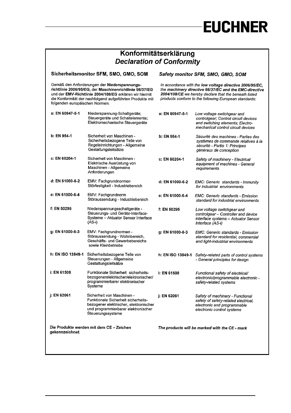Declaration of conformity, As-i safety monitor for 2 as-i circuits | EUCHNER AS-i Safety Monitor for 2 AS-i circuits User Manual | Page 7 / 103