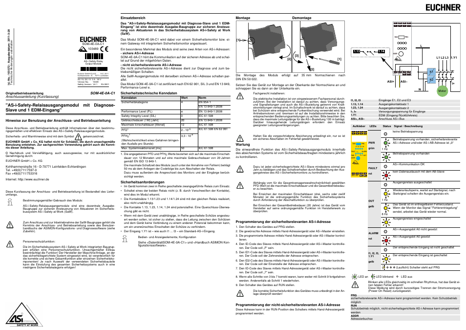 EUCHNER SOM-4E-0A-C1 User Manual | 8 pages