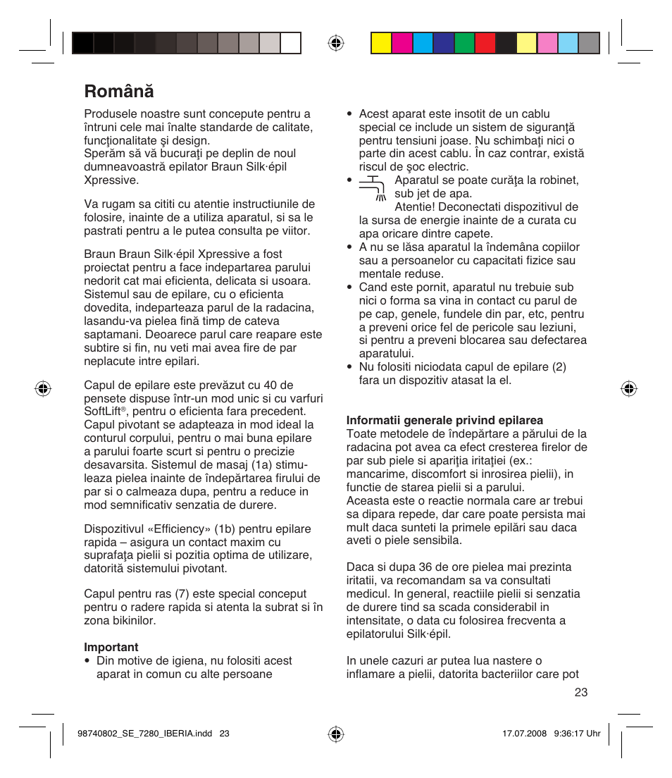 Românå | Braun 7280 User Manual | Page 23 / 34