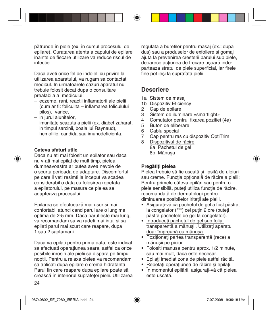 Descriere | Braun 7280 User Manual | Page 24 / 34