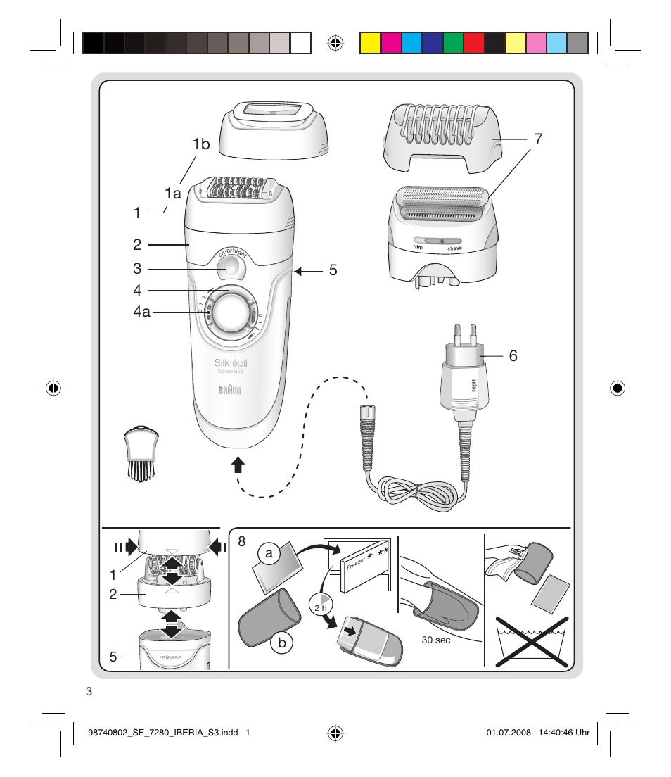 1a 1b 5 | Braun 7280 User Manual | Page 3 / 34