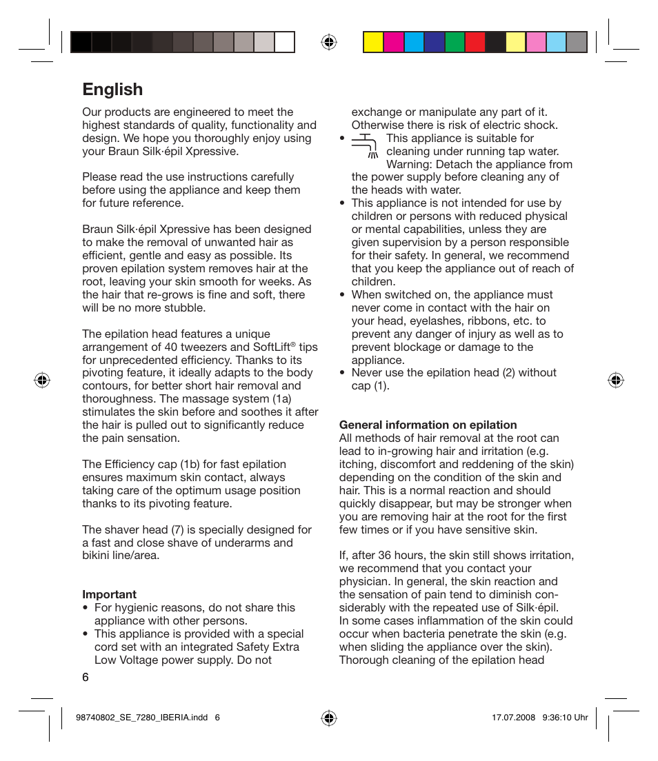 English | Braun 7280 User Manual | Page 6 / 34