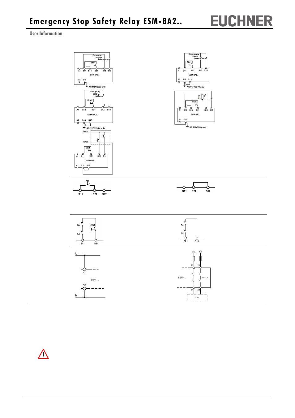 Emergency stop safety relay esm-ba2, User information | EUCHNER ESM-BA2xx User Manual | Page 2 / 4
