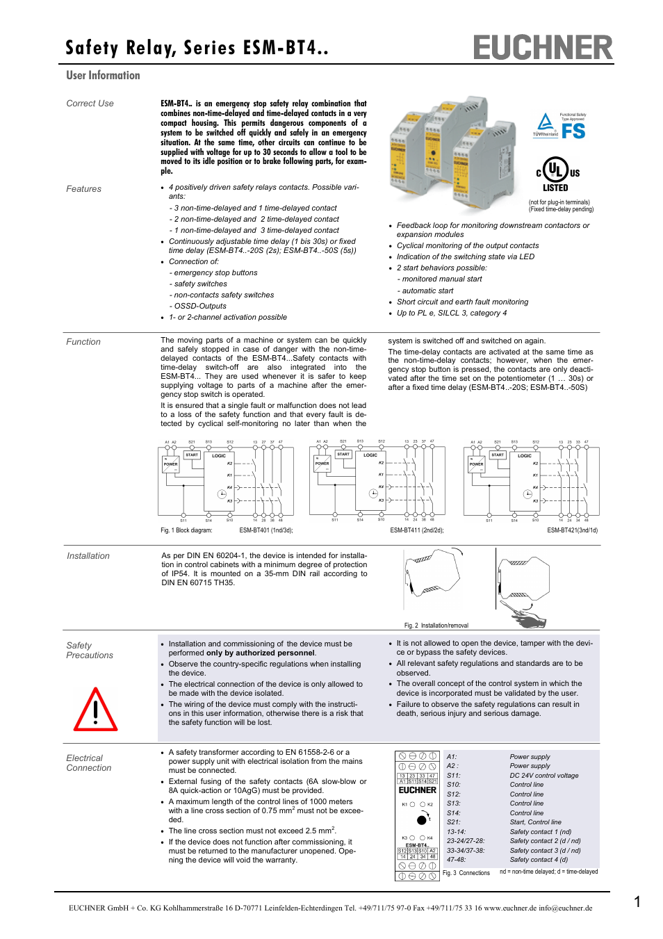 EUCHNER ESM-BT4 Series User Manual | 4 pages