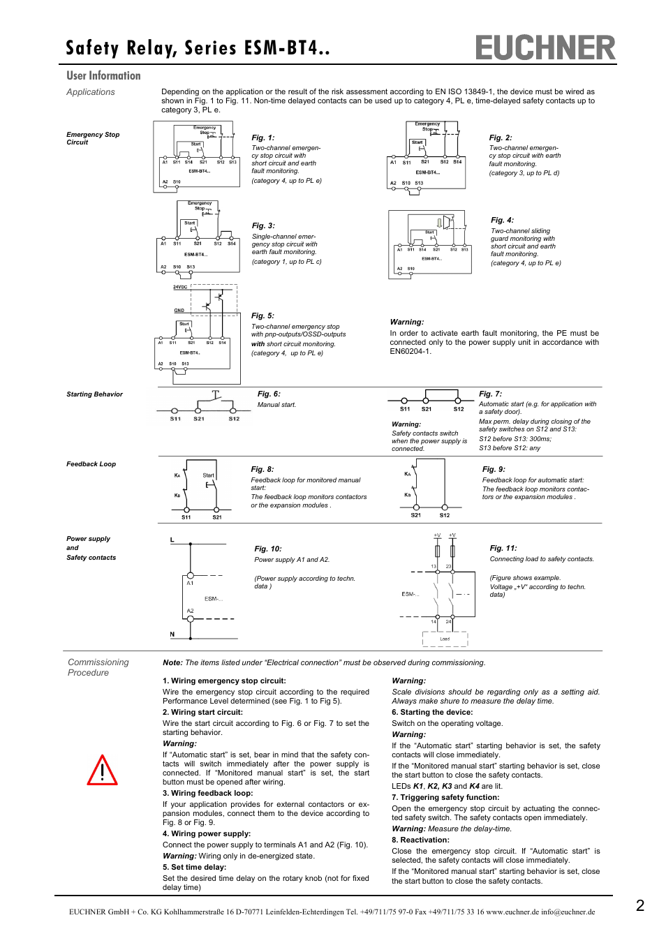 Safety relay, series esm-bt4, User information | EUCHNER ESM-BT4 Series User Manual | Page 2 / 4