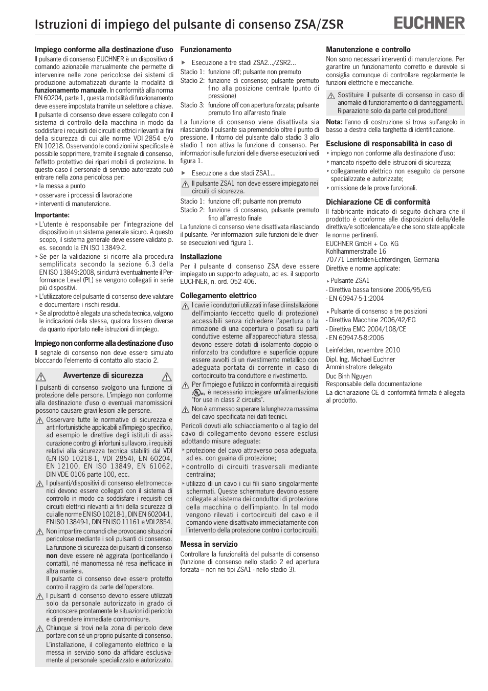 EUCHNER ZSR User Manual | Page 10 / 12