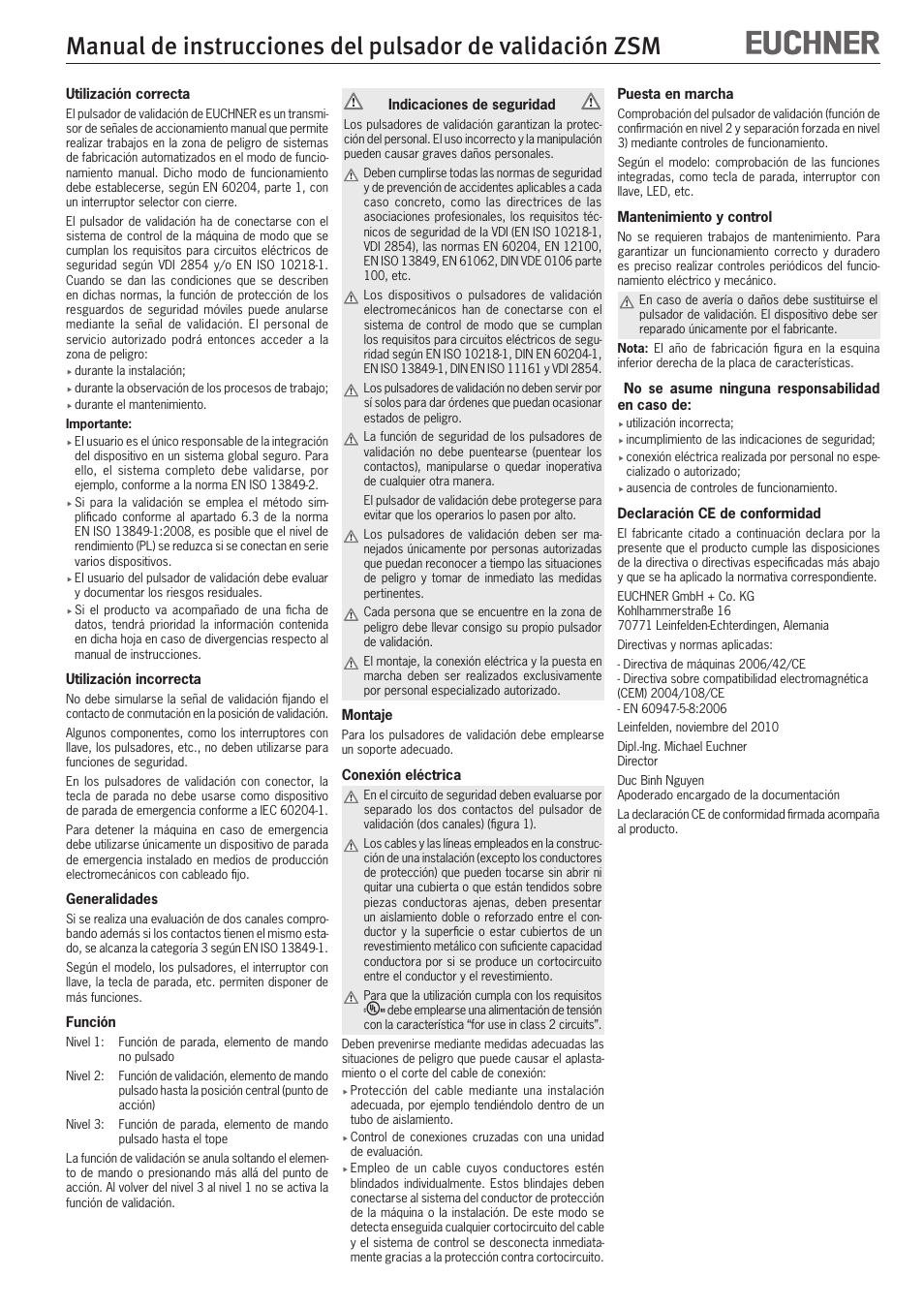 EUCHNER ZSM User Manual | Page 7 / 8