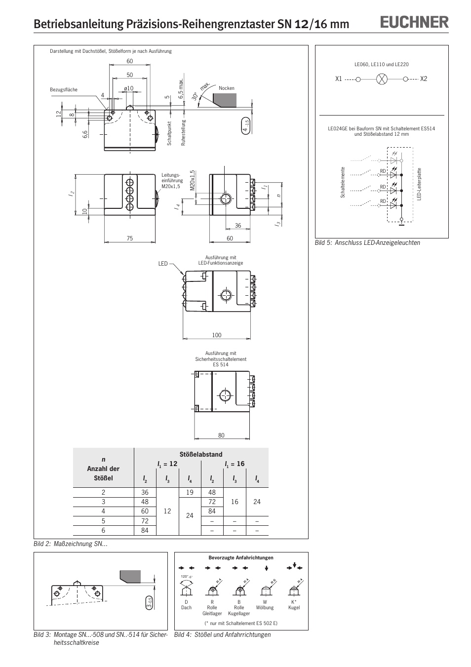 Betriebsanleitung präzisions-reihengrenztaster sn, 6 mm | EUCHNER SN 12/16 mm User Manual | Page 3 / 12